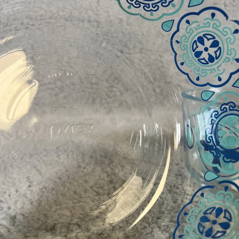 Vintage Pyrex Blue/Turquoise Decorative Storage Bowls 7201 7203 No Chips No Lids